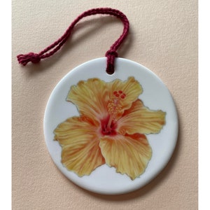 Hibiscus flower decoration ceramic tropical flower image 1