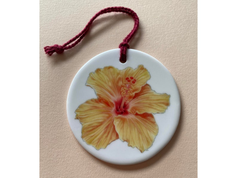 Hibiscus flower decoration ceramic tropical flower image 1