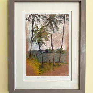 Fijian Art Giclee Print, limited edition After the Storm Fiji palm tree art, tropical art print image 5