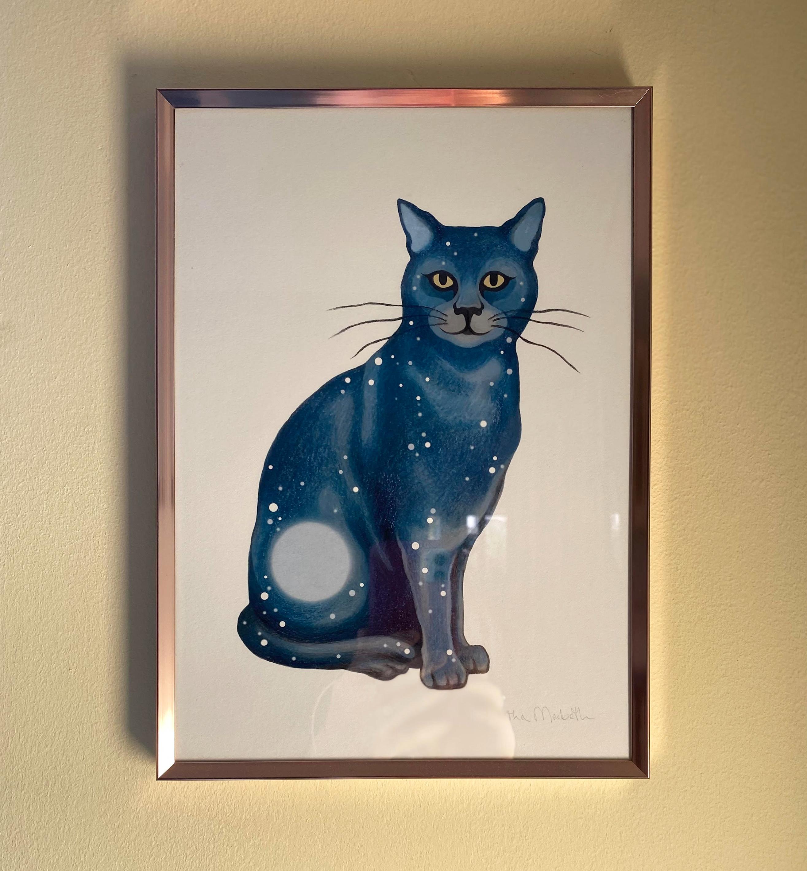 猫の版画 M.E. サイン入り詳細不明 猫の版画 M.E. サイン入り詳細不明