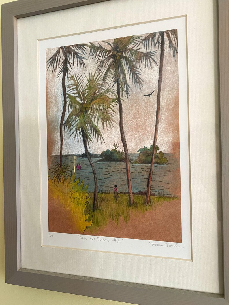 Fijian Art Giclee Print, limited edition After the Storm Fiji palm tree art, tropical art print image 4