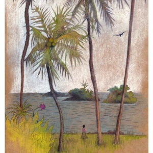Fijian Art Giclee Print, limited edition After the Storm Fiji palm tree art, tropical art print image 2