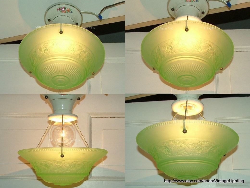 Antique Vintage Lighting 3 Chain Hanging Ceiling Light Etsy