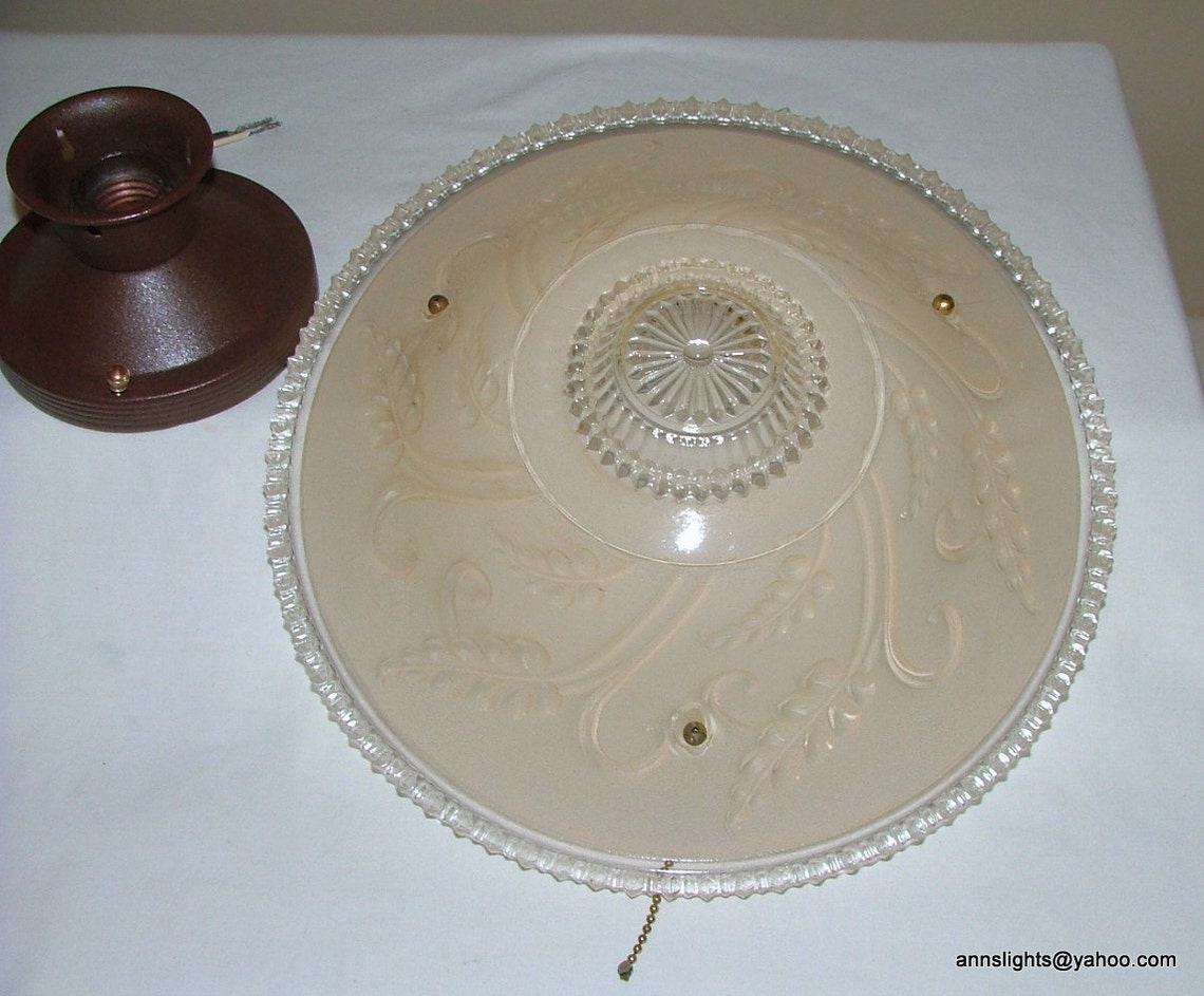 Vintage Glass Pendant Hanging Ceiling Light Lamp Shade Antique Etsy