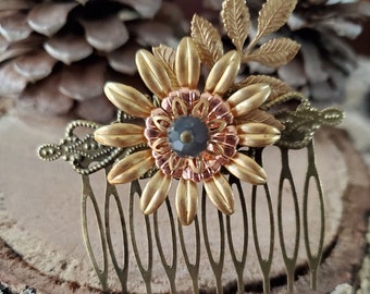 Cosmos-Floral Nature Inspired Bridal Hair Comb-Brass