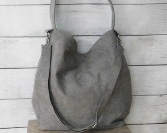 grey suede bag