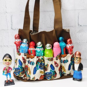 Western print bingo bag, cowboy / cowgirl boots / feathers / arrows tote, bingo 16 dauber organizer game bag, FREE lucky bingo keychain