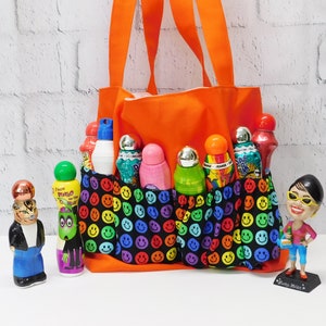 Happy Bingo Bag, bingo lover's dauber tote, bingo game bag, 16 bingo dauber organizer, bingo bag and purse, large cosmetic bag, nurses tote
