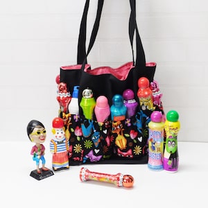 Colorful Cats Bingo Bag, bingo lovers game bag, bingo organizer & handbag in one, 16 bingo dauber organizer tote bag