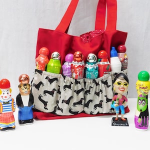 Dachshund dog print bingo bag, 16 bingo dauber tote, bingo game bag, dog lover handbag, cosmetic bag, teachers, nurses, crafters organizer
