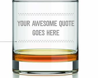 Custom Quote Map Rocks Glass | Personalized Rocks Glass | Custom Etched Whiskey Glass (11oz) | Engraved Bourbon Glass | Custom Glass Gift