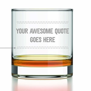 Custom Quote Map Rocks Glass | Personalized Rocks Glass | Custom Etched Whiskey Glass (11oz) | Engraved Bourbon Glass | Custom Glass Gift