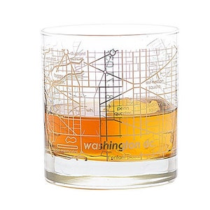 Washington DC Gold Print Map Rocks Glass