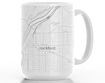 Custom Map 15 oz Ceramic Mug – Any U.S. City/Town!