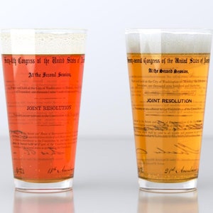 Prohibition Amendments Rocks Glass Pair | Beer Glasses (16oz) | 18th and 21st Amendments | History Buff Gifts | History Teacher Gifts