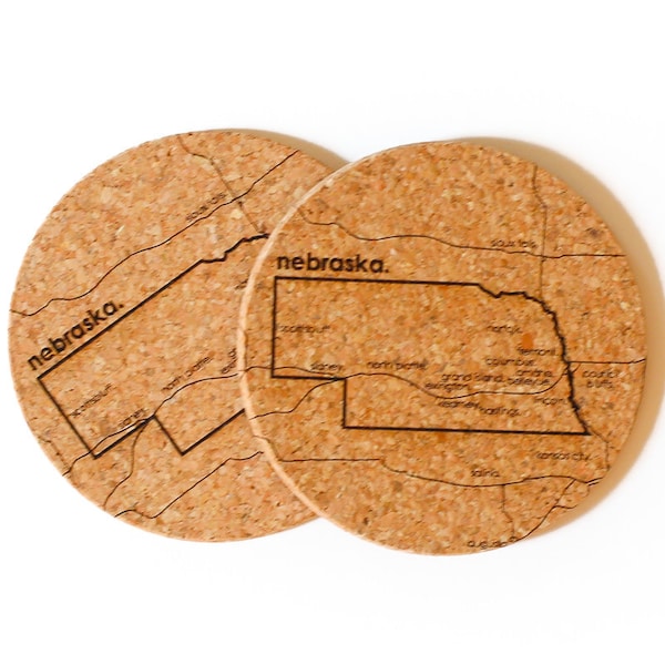 Par de posavasos de corcho de Nebraska
