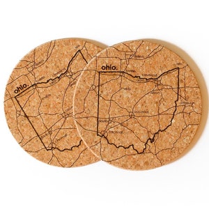 Ohio Cork Coaster Pair