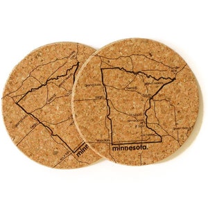 Minnesota Cork Coaster Pair