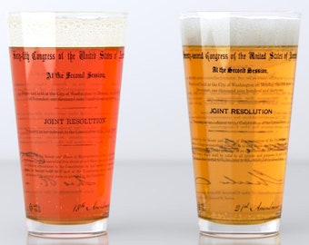 Prohibition Amendments Rocks Glass Pair | Beer Glasses (16oz) | 18th and 21st Amendments | History Buff Gifts | History Teacher Gifts