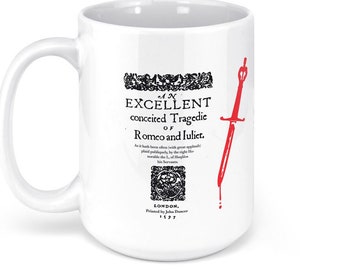 Romeo and Juliet Literature Coffee Mug | Ceramic Coffee Mug (15oz) | Shakespeare Gifts | Gifts For Her | Booklover Gift | Teacher Gift