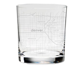 RIEDEL Crystal City Map Whiskey Tumbler | Any City / Town Personalized | Custom Etched Rocks Glass (12oz) | Custom RIEDEL Crystal