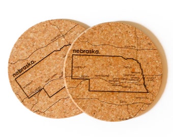 Nebraska Coasters Etsy - nebraska cork coaster pair