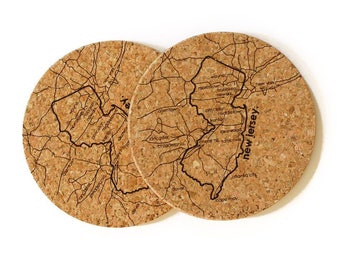 New Jersey Cork Coaster Pair