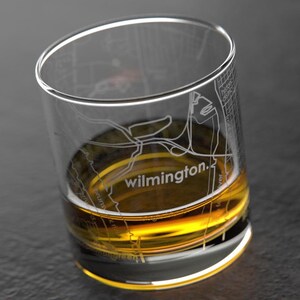 Wilmington, NC City Map Rocks Glass | Engraved Whiskey Glass (11oz) | Etched Bourbon Glasses | Housewarming Gift | Gifts for Him