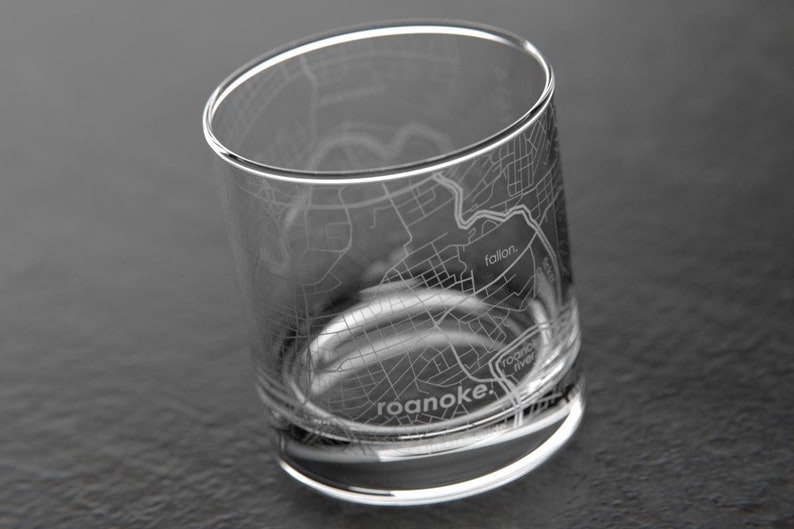 Roanoke VA Map Rocks Whiskey Glass Gift Etsy