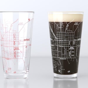 Oxford OH Map Pint Glass Pair - Red & White