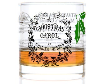 A Christmas Carol Literature Rocks Glass | Whiskey Glass (11oz) | Charles Dickens | Christmas Gift | Bookish Gifts | Gifts for Writers