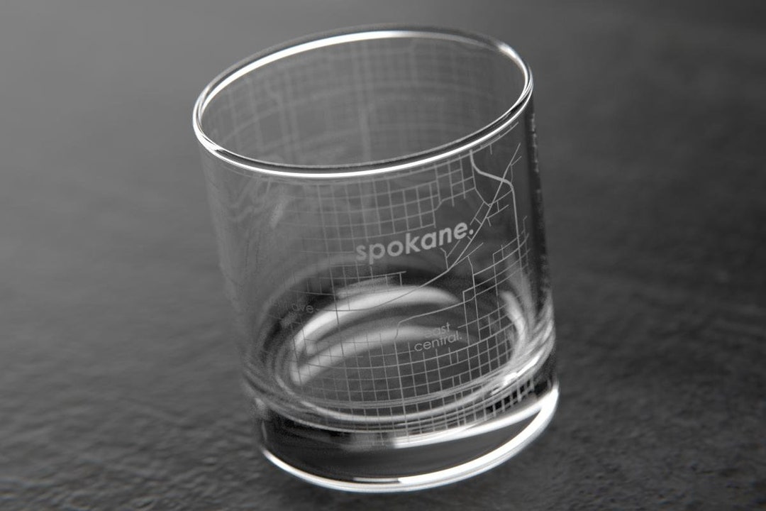 Spokane WA City Map Rocks Glass Engraved Whiskey Glass Etsy