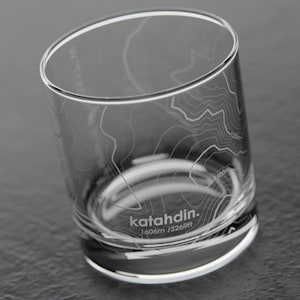 Katahdin Topographic Map Glass