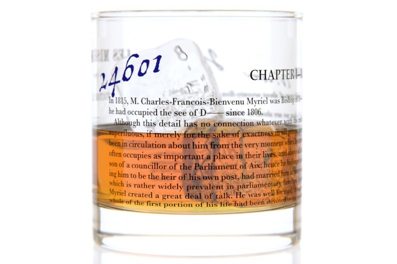 Les Miserables Literature Rocks Glass Bourbon Whiskey Glass 11oz Book Lover Gift Bookish Gifts Gifts for Writers Teacher Gift image 2