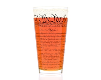 US Constitution Pint Glass | History Beer Glass (16oz) | Veteran Gifts | Teacher Gift | History Buff Gift | Patriotic Gifts | We The People