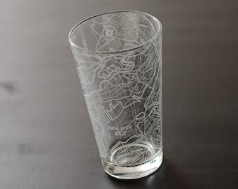 New York 26.2 Marathon Map Pint Glass