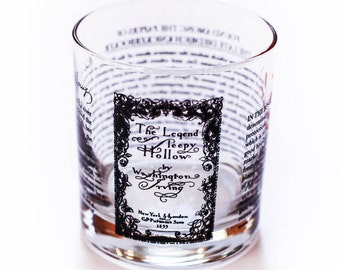 The Legend of Sleepy Hollow Literature Rocks Glass | Bourbon Whiskey Glass (11oz) | Halloween Gifts | Book Club Gifts | Librarian Gifts