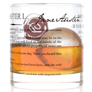 Pride and Prejudice Literature Rocks Glass Whiskey Glass 11oz Jane Austin Gifts Gifts for Her Book Club Gifts Librarian Gifts image 3