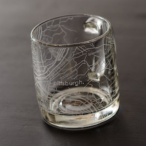 Pittsburgh Map Coffee Mug | Engraved Glass Mug (13oz) | Etched Tea Cup | Pittsburgh Gifts | Pittsburgh Pennsylvania Map | Pittsburgh Skyline