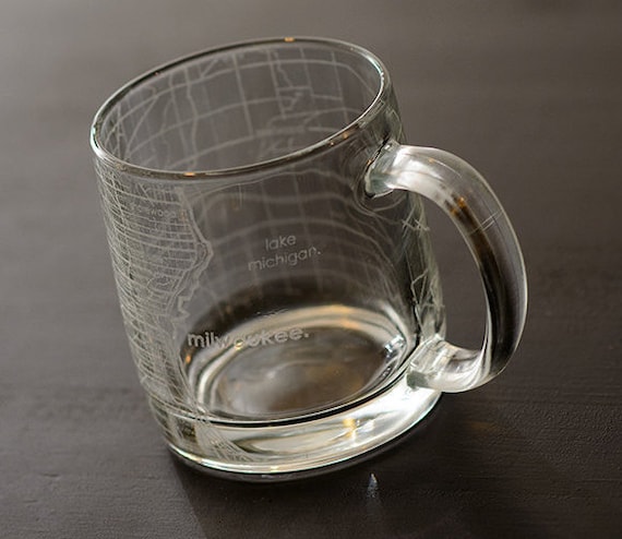 Milwaukee Map Coffee Mug | Engraved Glass Mug (13oz) | Etched Tea Cup |  Milwaukee Gifts | Milwaukee Wisconsin Map Gift | Milwaukee Skyline - Etsy