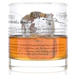 Treasure Island Literature Rocks Glass Bourbon Whiskey Glass 11oz Book Lover Gift Teacher Gift Literary Gifts Gifts for Writers image 3