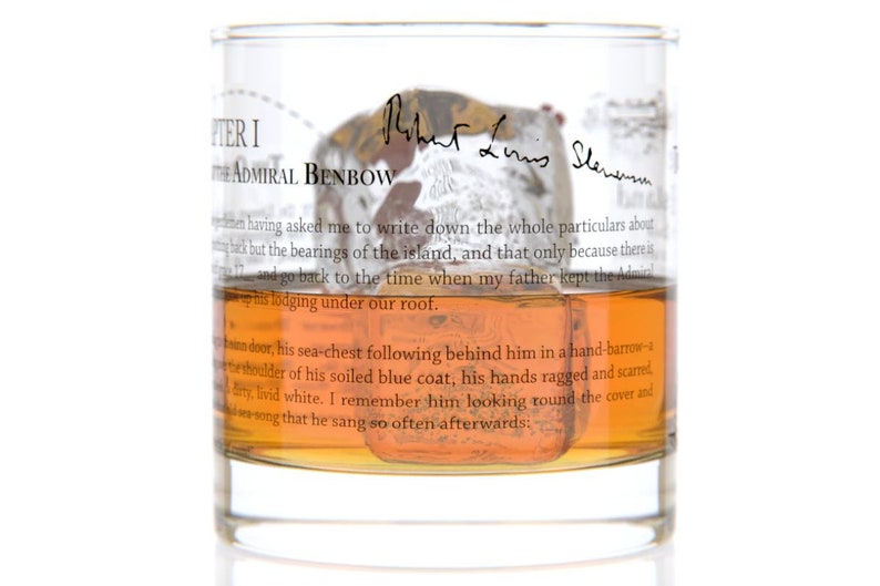 Treasure Island Literature Rocks Glass Bourbon Whiskey Glass 11oz Book Lover Gift Teacher Gift Literary Gifts Gifts for Writers image 3