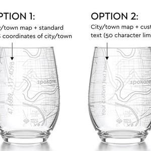 Custom City Map Stemless Wine Glass | Any City / Town Personalized | Custom Etched Wine Glass (15oz) | Engraved Wine Glass | Custom Gift image 6