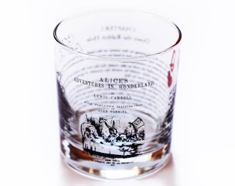 Alice in Wonderland Literature Rocks Glass | Whiskey Glass (11oz) | Book Lover Gift | Gifts for Readers | Alice's Adventures in Wonderland