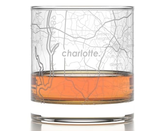 Custom City Map Rocks Glass | Any City / Town Personalized | Etched Whiskey Glass (11oz) | Engraved Bourbon Glass | Custom Glassware Gift