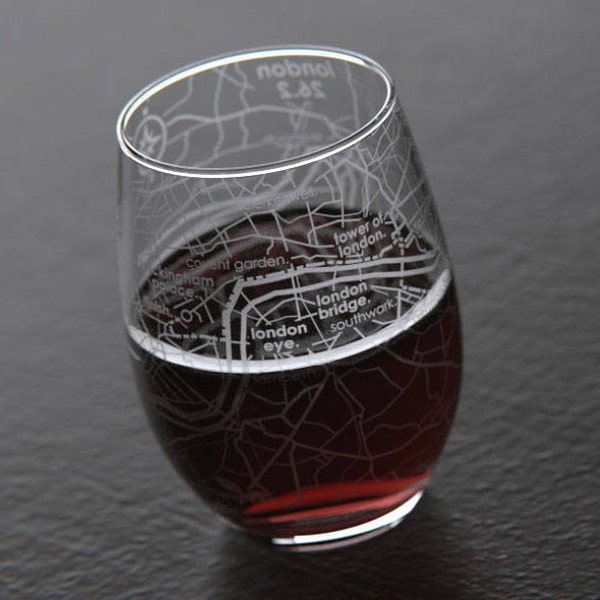 London 26.2 Marathon Map Stemless Wine Glass