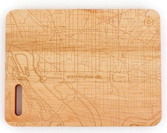 Washington DC Map Bar Board - Maple Wood