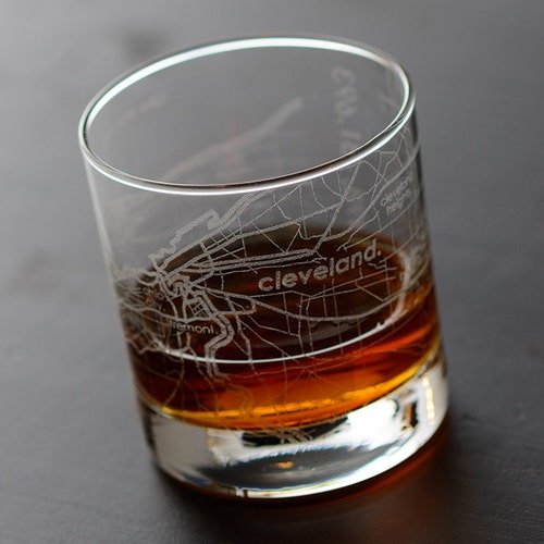 Cleveland Map Rocks Whiskey Glass Gift