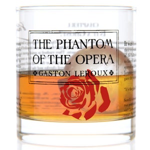 Phantom of the Opera Literature Rocks Glass | Bourbon Whiskey Glass (11oz) | Book Worm Gifts | Teacher Gift | Literary Gifts | Bookish Gifts