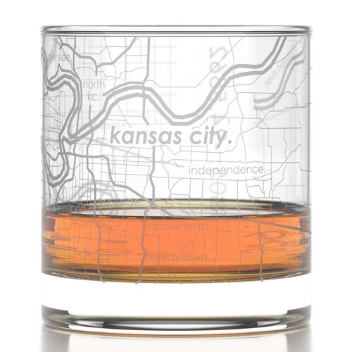 Kansas City Map Stemless Wine Glass Engraved Wine Glass Etsy